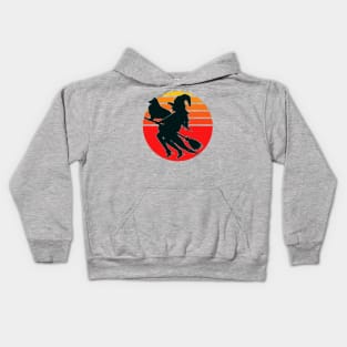 Halloween Witch and Sheltie flying on a Broom Kids Hoodie